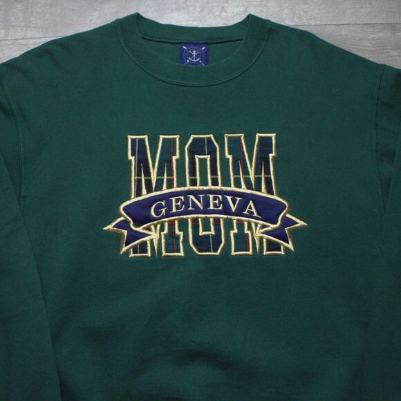 Geneva Mom Sweatshirt Vintage 90s Oarsman 913 Green Pullover Mens M - Picture 1 of 4